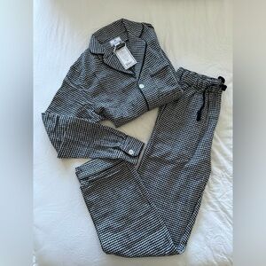 NWT Petite Plume Men’s Flannel Pajamas Set - West End Houndstooth - Size XS